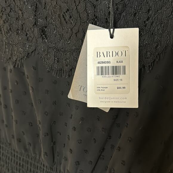 Bardot Junior Girl's Liana Swiss Dot Lace Mini Dress Size 16 - Picture 5 of 8